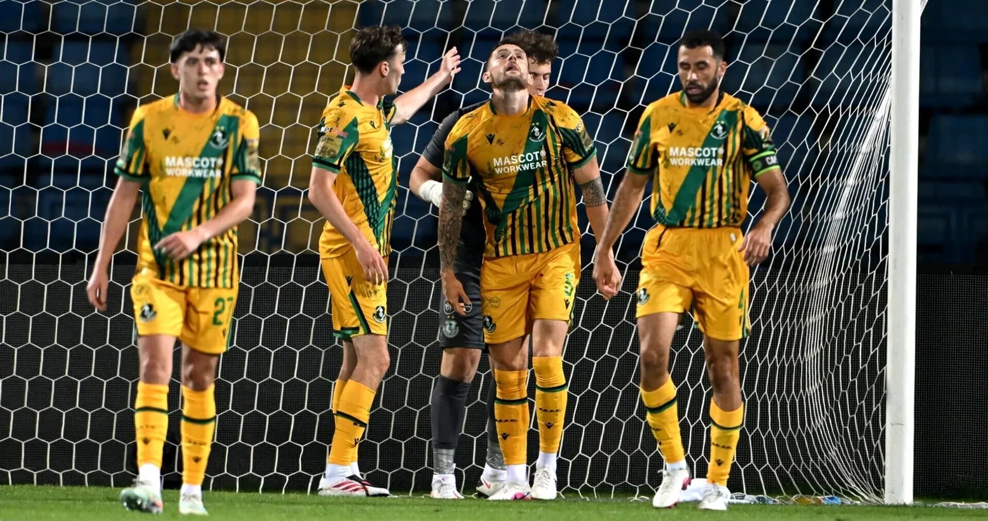 Shamrock Rovers players celebrating in goal area