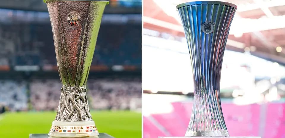 UEFA trophies on display at stadium