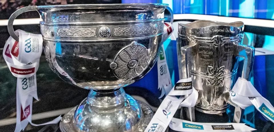 GAA trophies displayed on a table