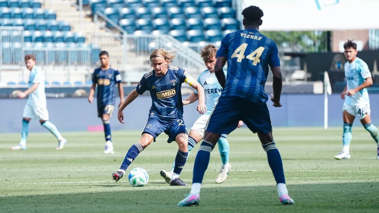 Players competing during Chattanooga vs Philadelphia Union II match