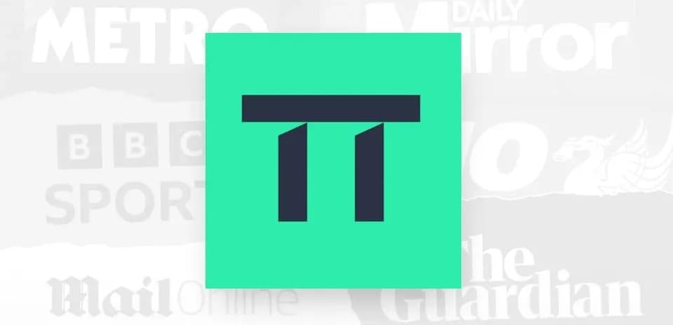 Logo of a sports news platform on colorful background