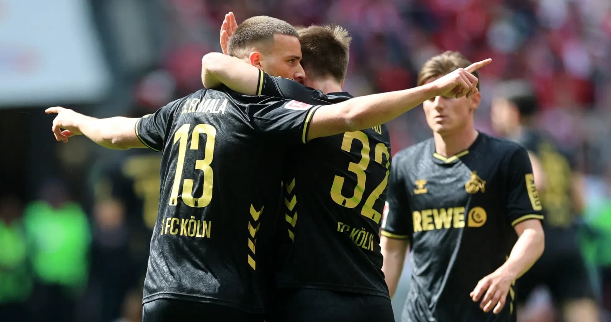 FC Köln players celebrating a goal during match