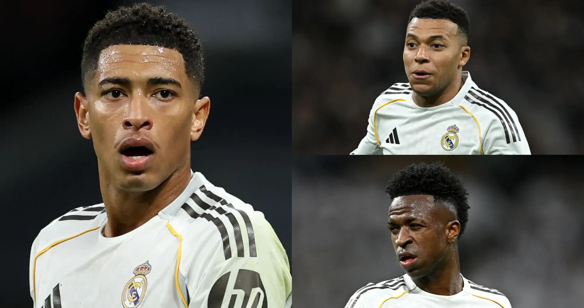 Three Real Madrid players during a match