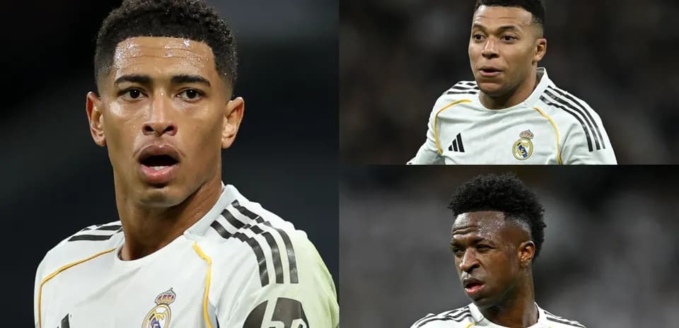 Three Real Madrid players during a match