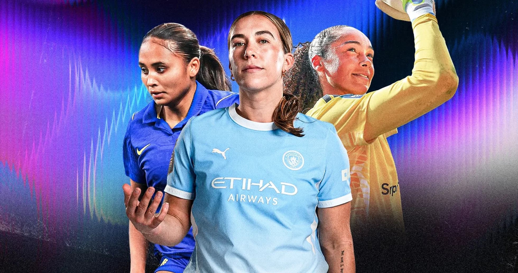 Female soccer player in Manchester City kit