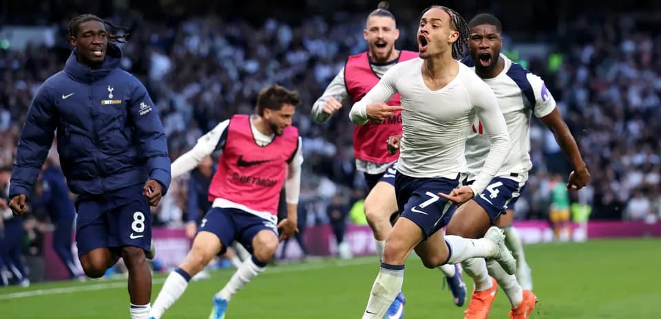 Tottenham players celebrating a goal during match
