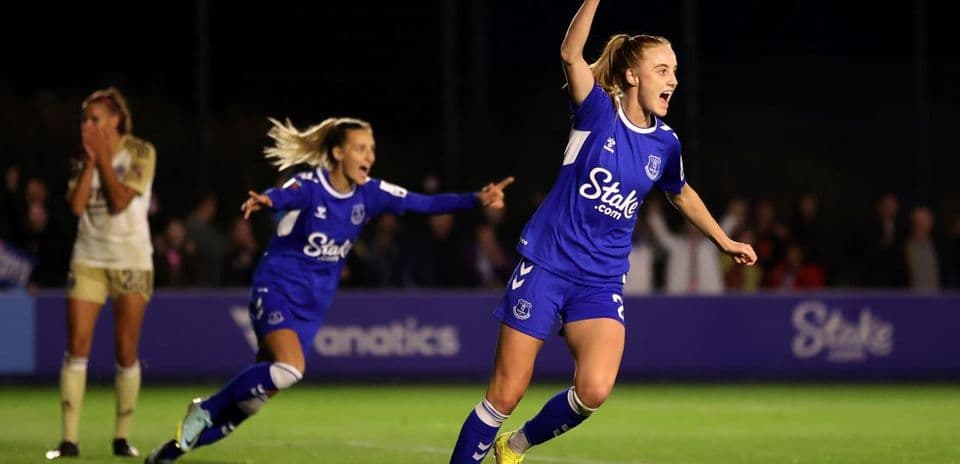Everton player celebrating goal during match