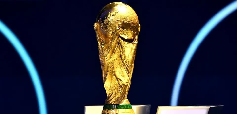 FIFA World Cup trophy displayed on pedestal