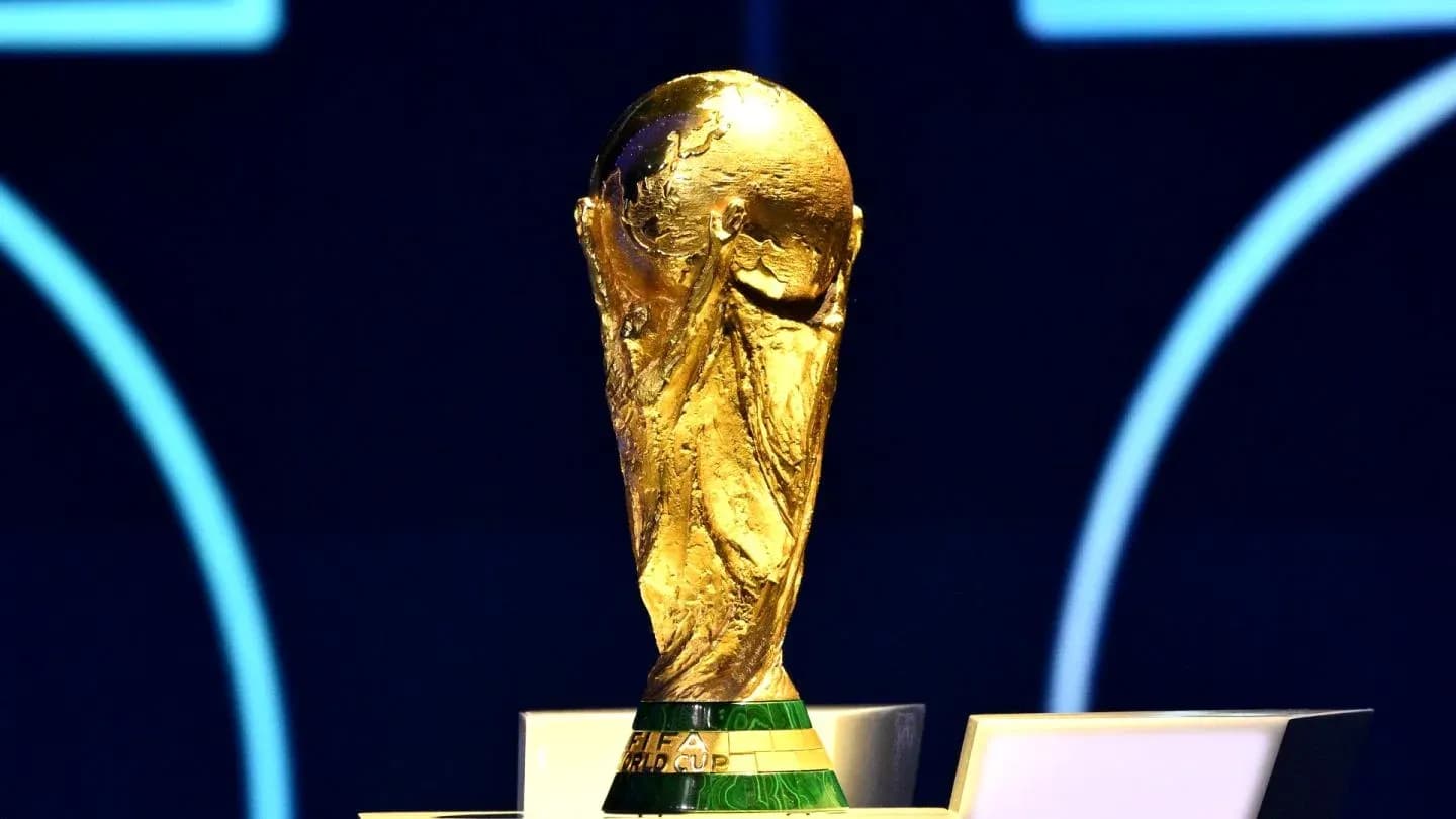 FIFA World Cup trophy displayed on pedestal