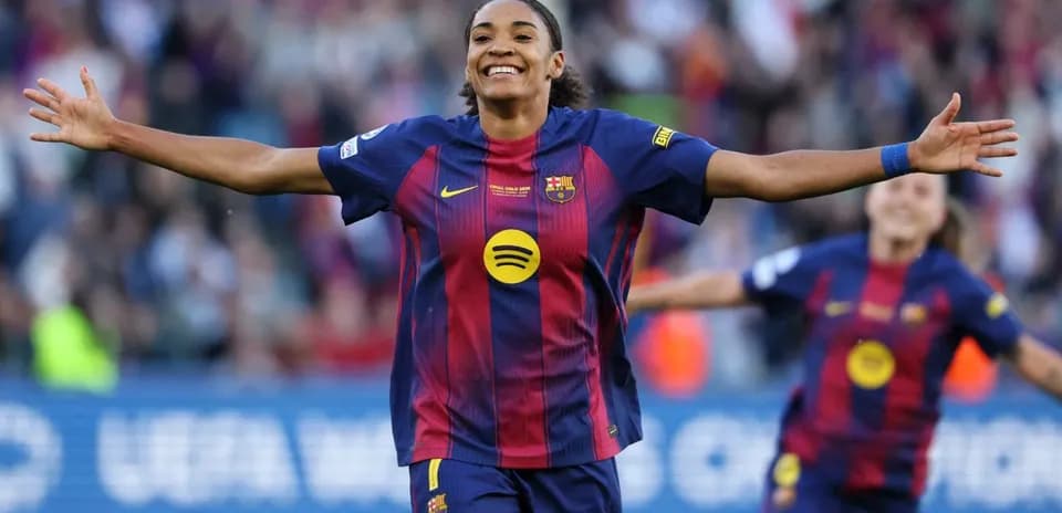 Barcelona player celebrating a goal during match