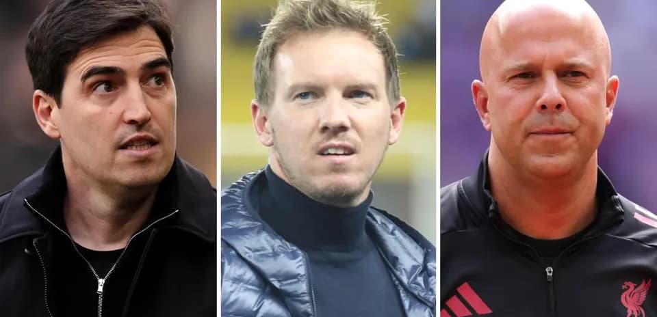 Three football coaches in separate portraits