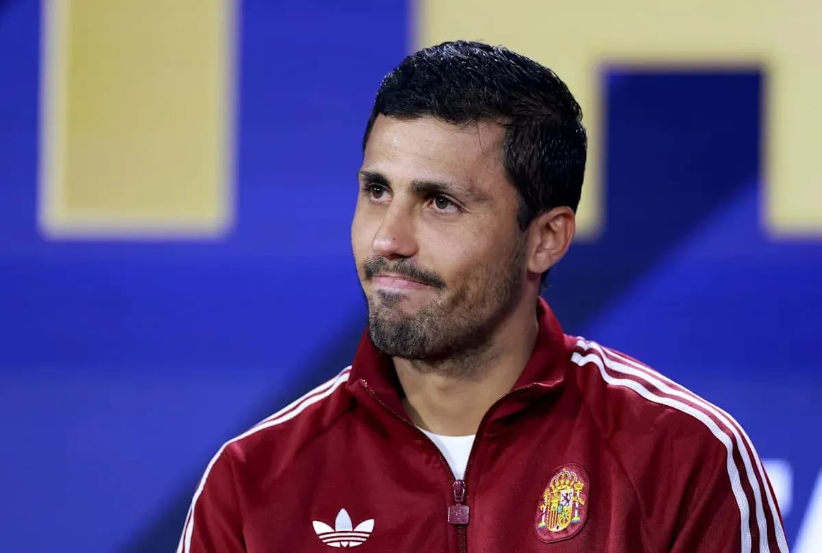 Football player in Spain team tracksuit during interview