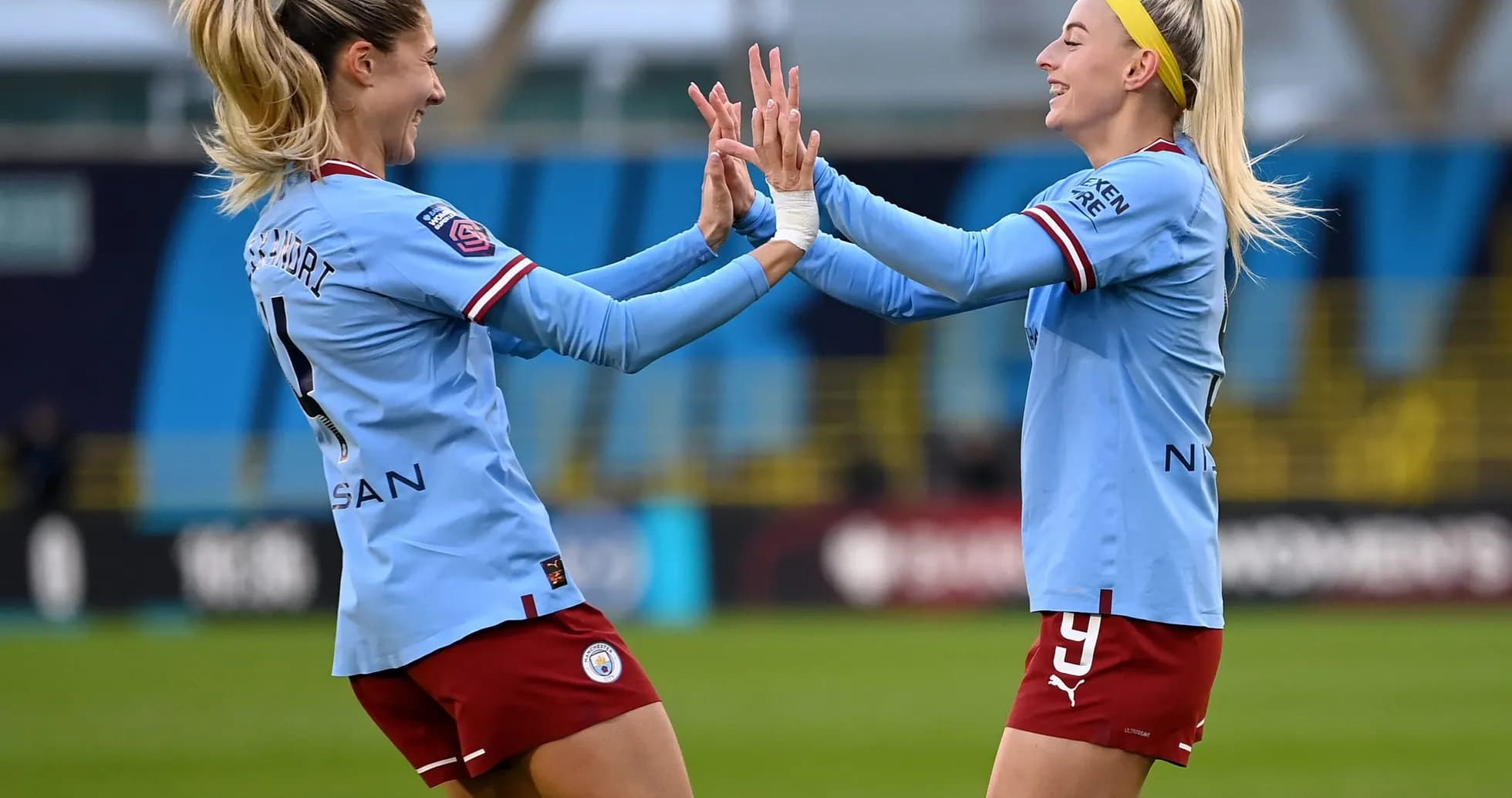 Manchester City Women celebrating a goal