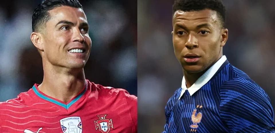 Cristiano Ronaldo and Kylian Mbappé during match