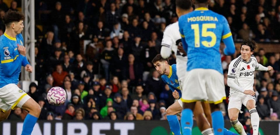 Fulham player shooting during Wolves match