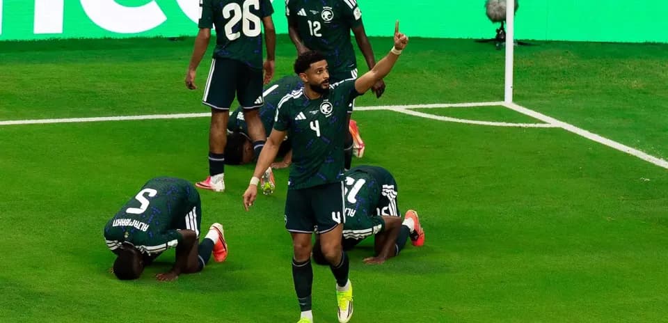 Saudi Arabian players celebrating a goal
