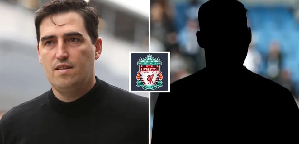 Man walking past Liverpool FC logo and silhouette