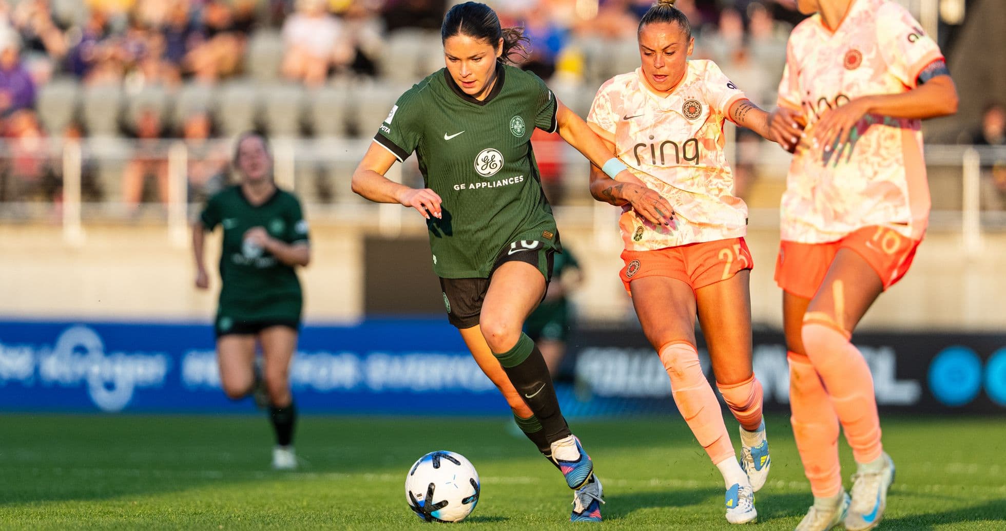 Player dribbling the ball during match