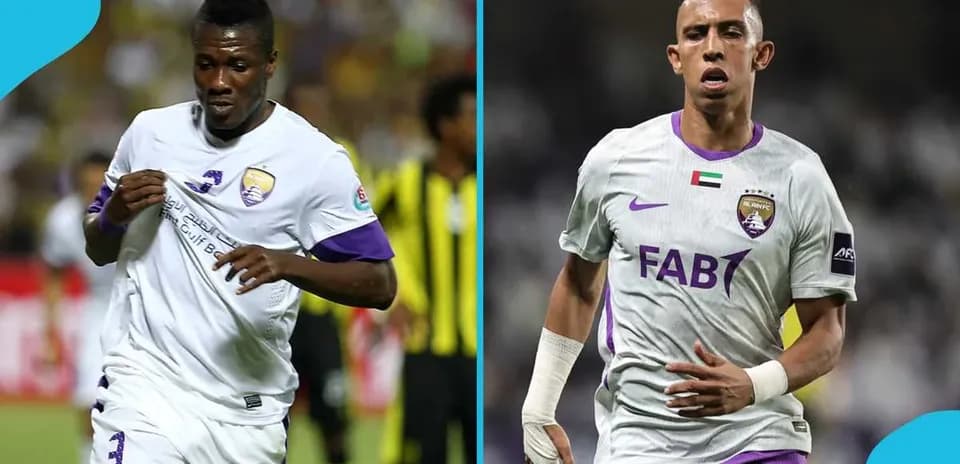 Two football players from Al Ain FC in action