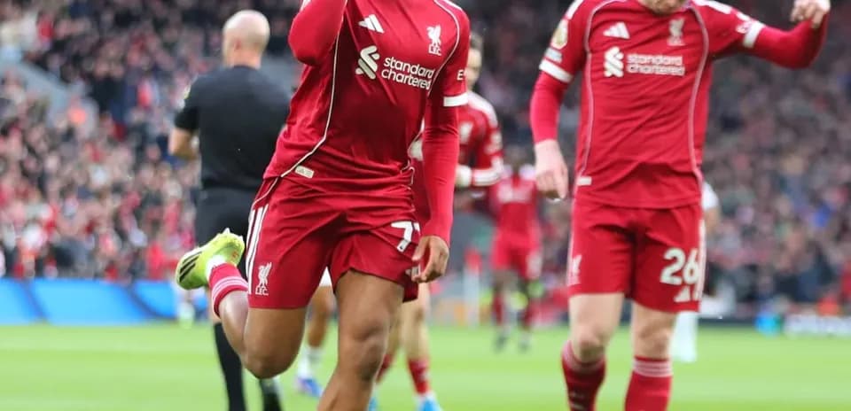 Liverpool player celebrating a goal during match