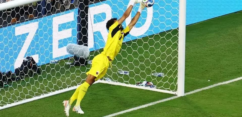 Goalkeeper diving to save a penalty kick