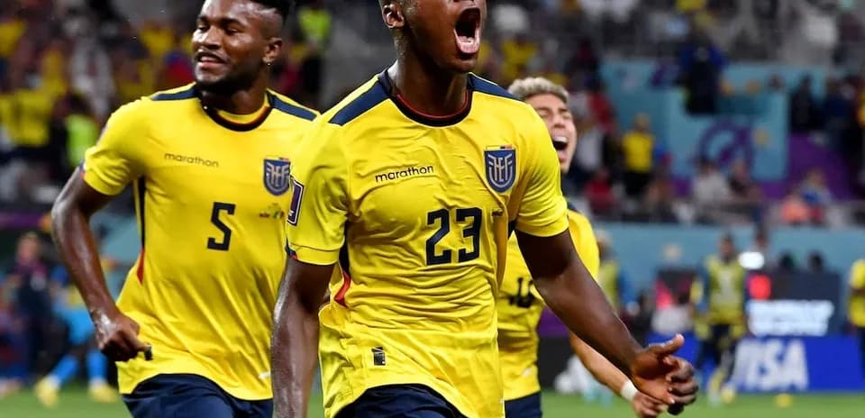 Ecuador players celebrating a goal during match