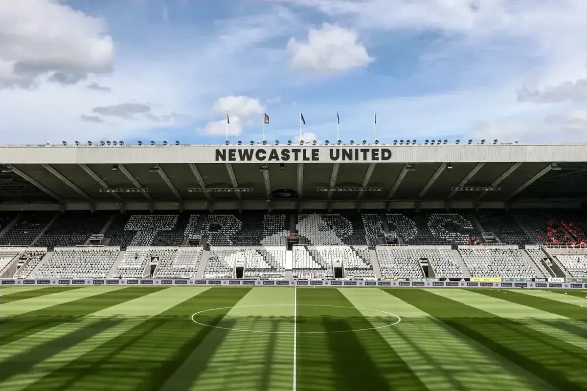 Newcastle United stadium with empty seats and pitch