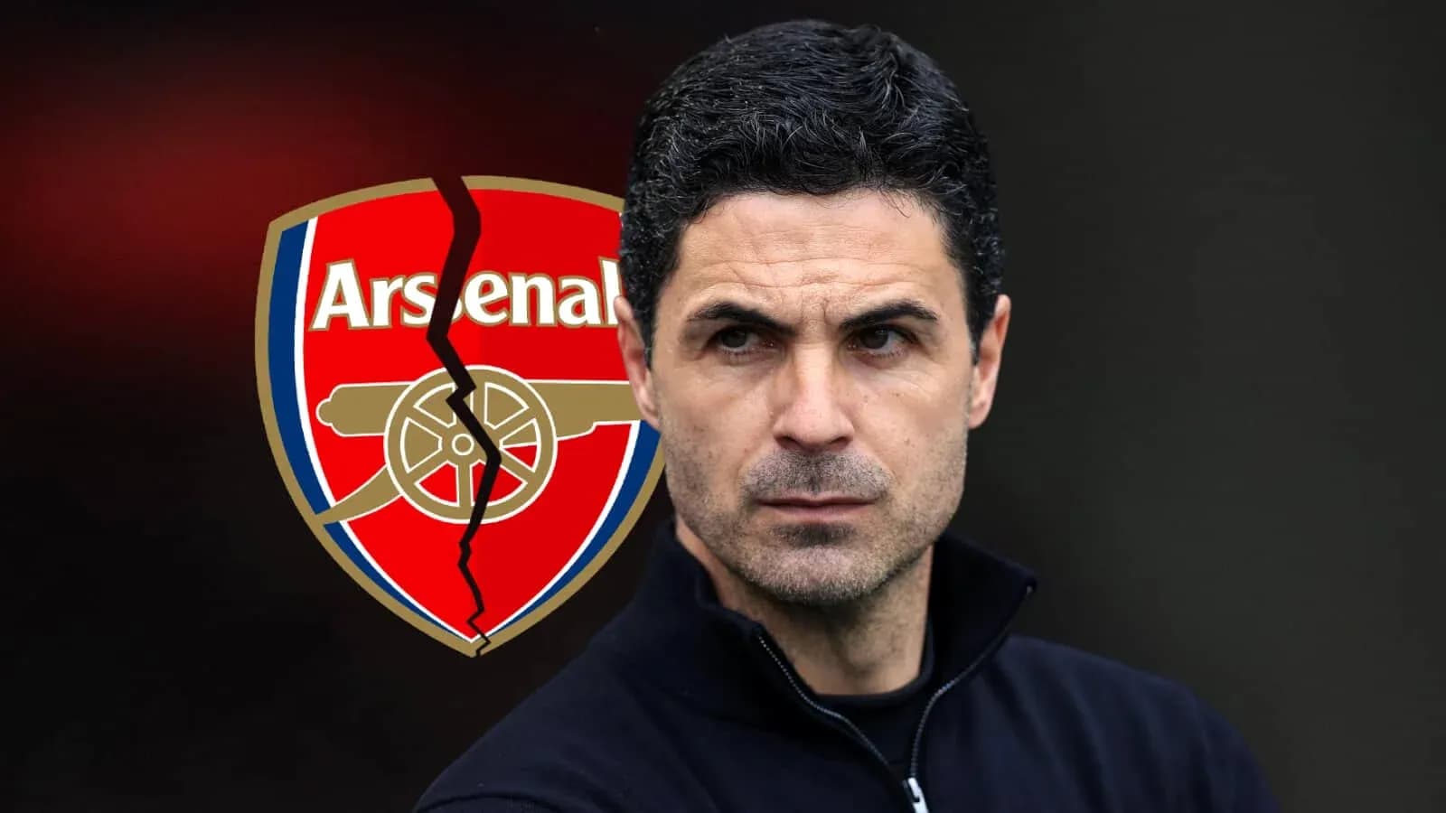 Arsenal manager with logo in background