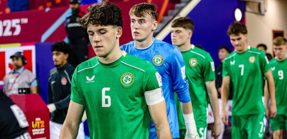 Irish players walking onto the field before match