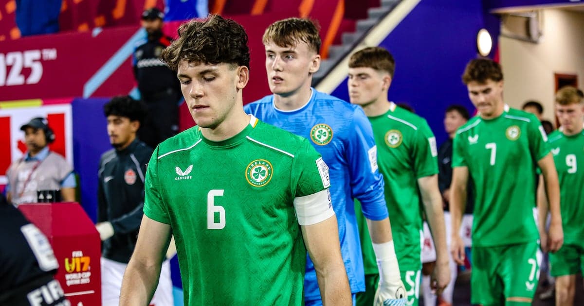 Irish players walking onto the field before match