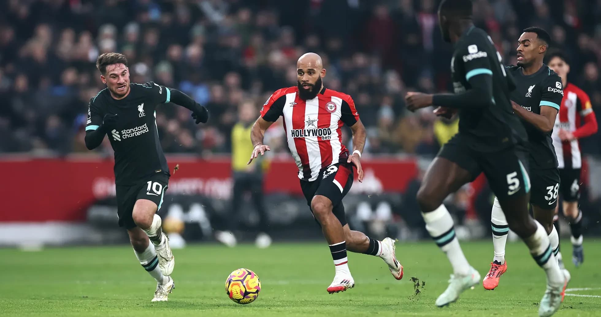 Liverpool and Brentford players in action