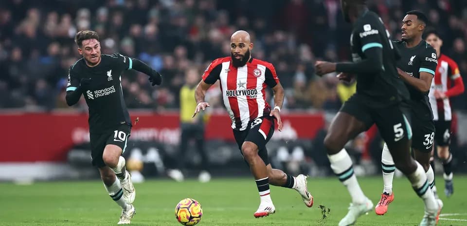 Liverpool and Brentford players in action