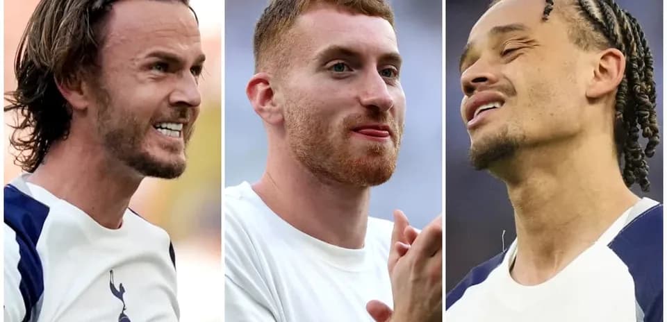 Three Tottenham players during warm-up before match