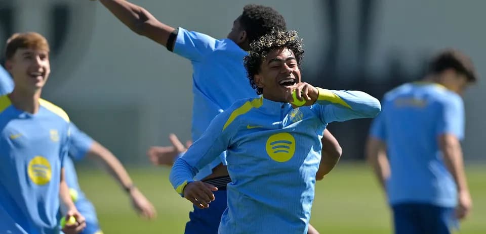 Players celebrating during a training session