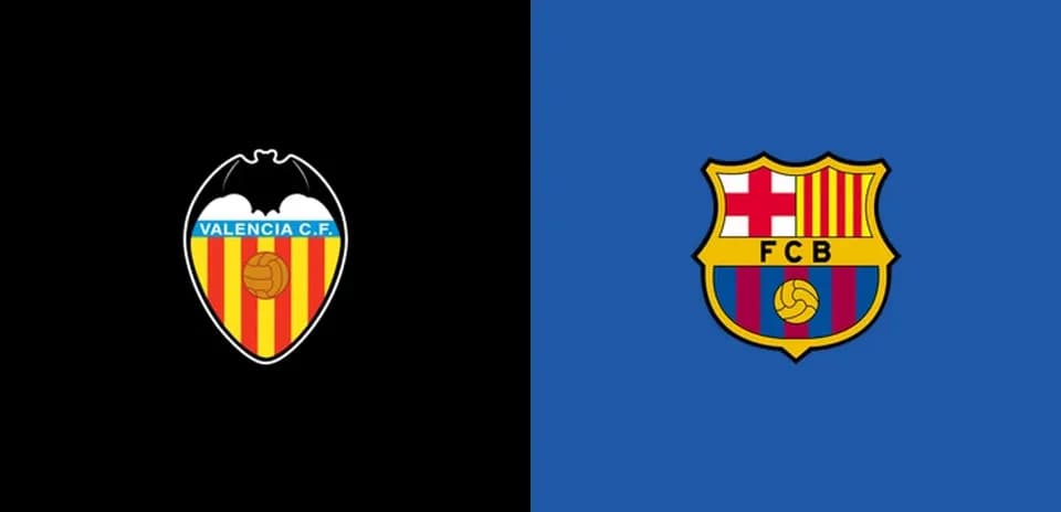 Logos of Valencia C.F. and FC Barcelona