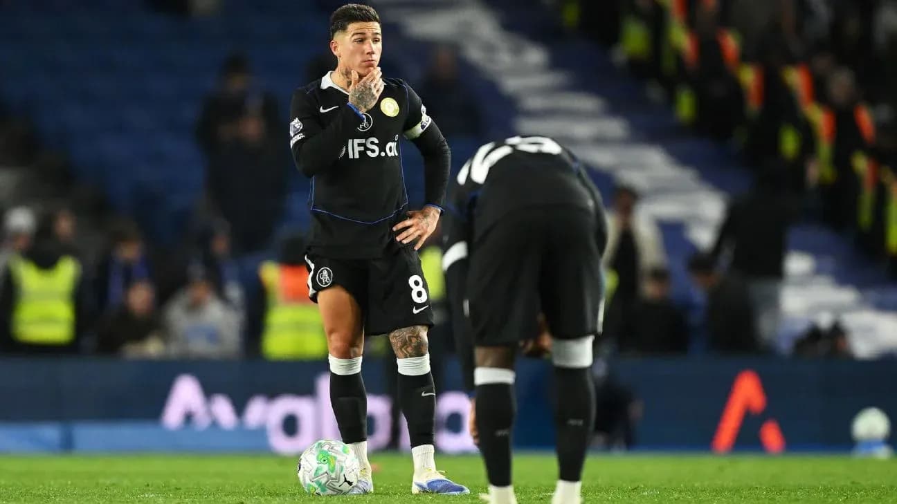 Chelsea player reacting during match against Brighton