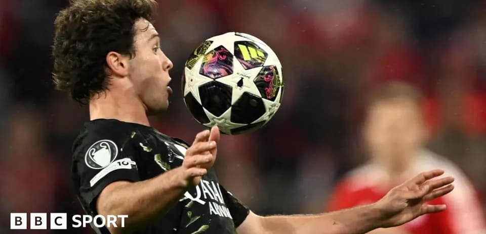 Player controlling ball during a football match