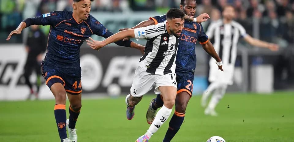 Juventus player in action against Lecce