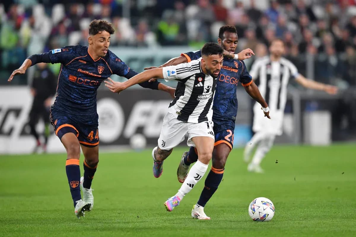 Juventus player in action against Lecce