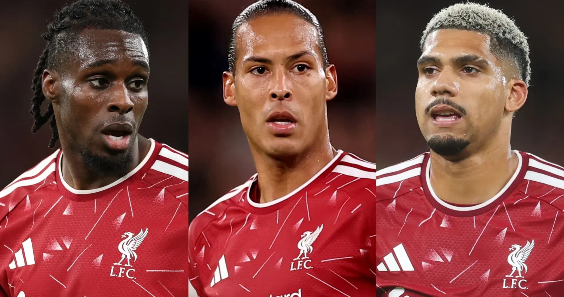 Three Liverpool FC players in red kits