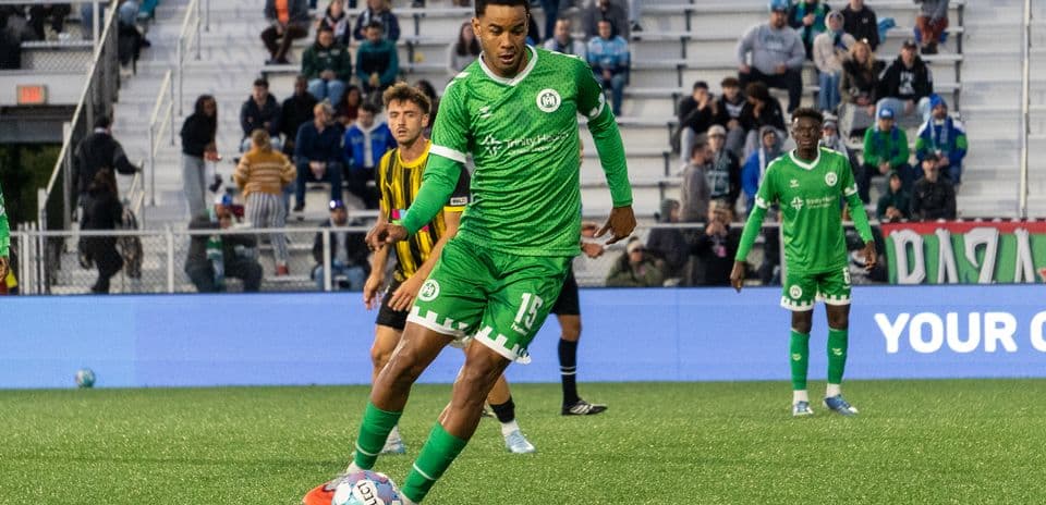 Hartford Athletic player preparing to kick ball