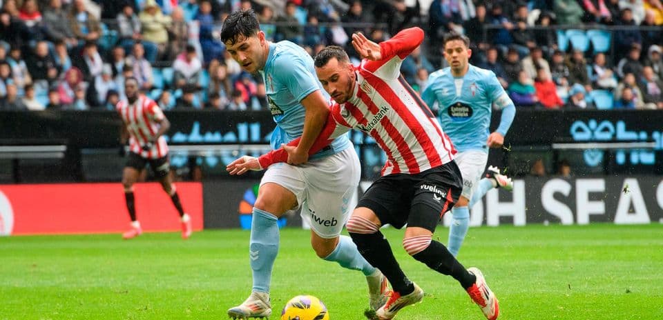 Athletic Club player tackles Celta Vigo opponent