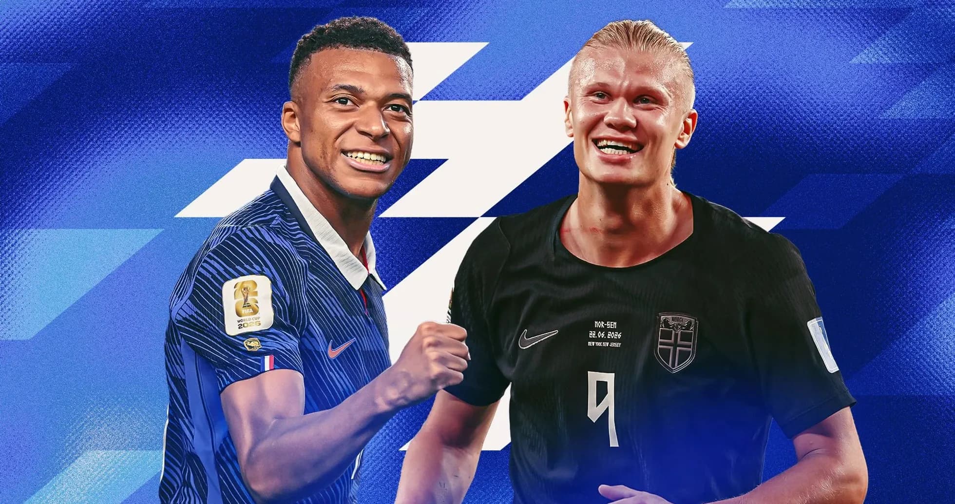 Kylian Mbappé and Erling Haaland celebrating