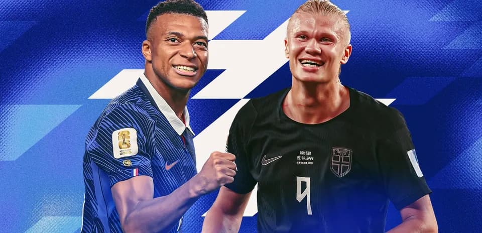 Kylian Mbappé and Erling Haaland celebrating