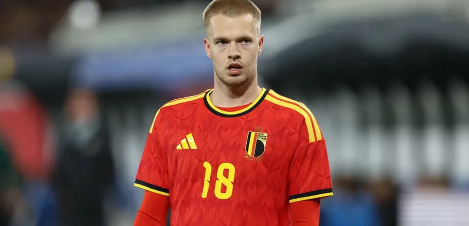 Player in red Belgium jersey during match