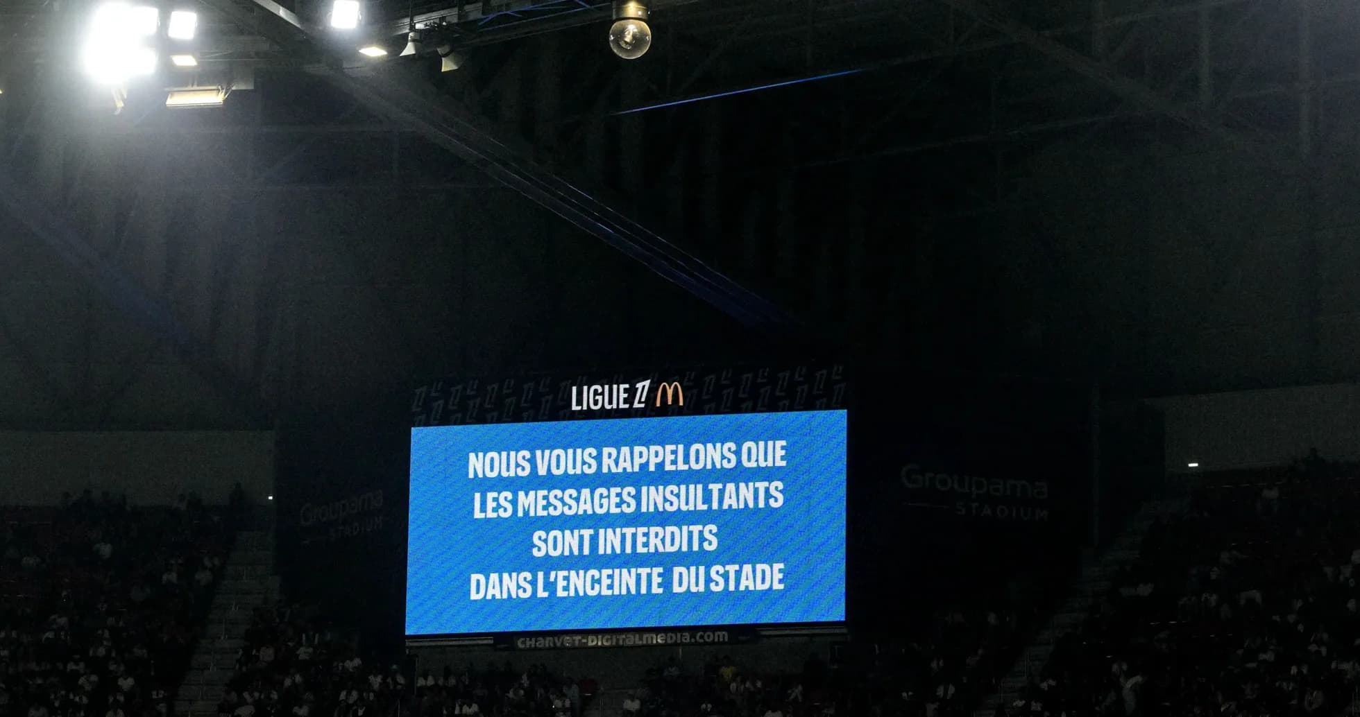 Message board reminding fans about stadium conduct Message board reminding fans about stadium conduct
