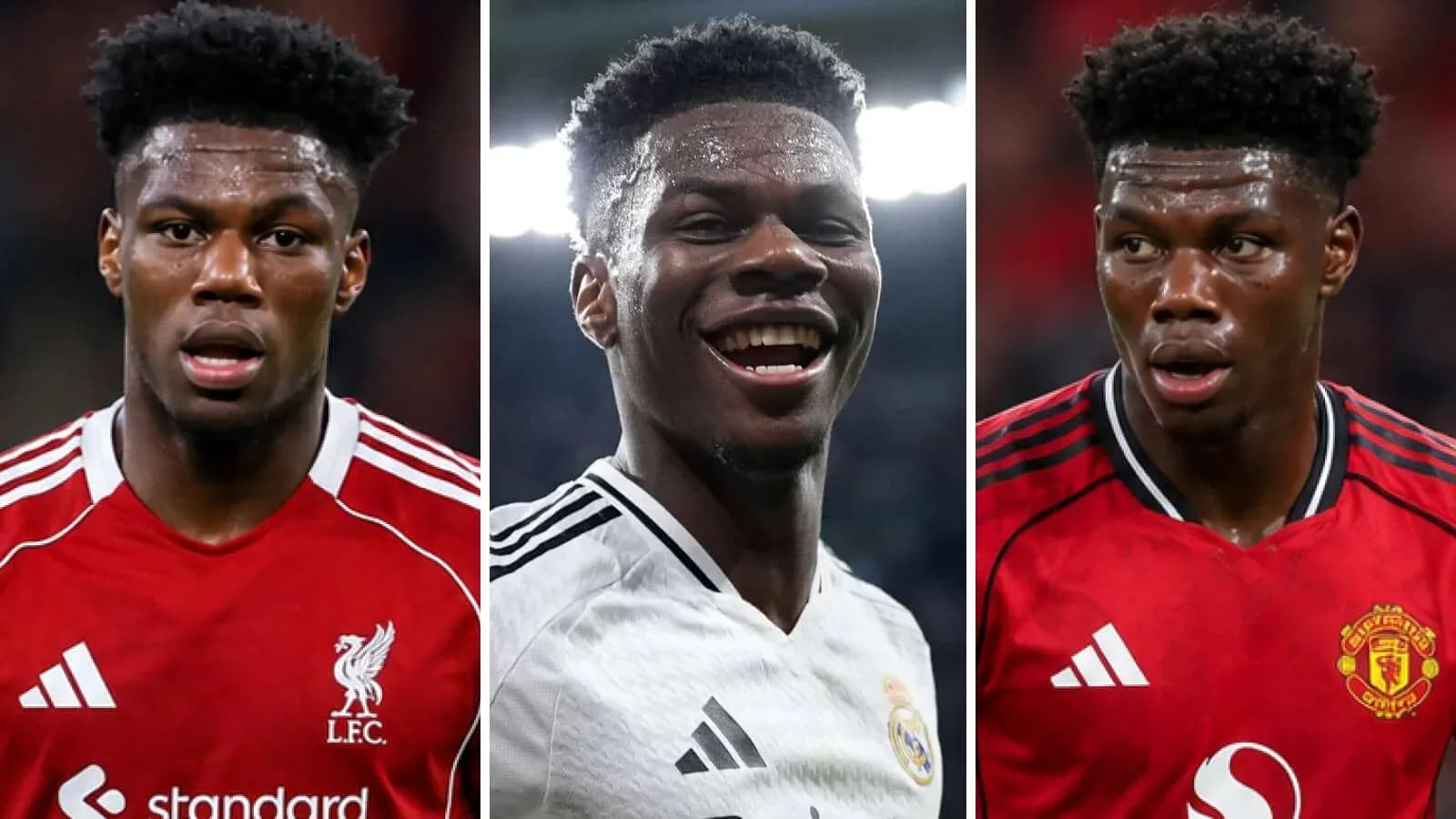 Player in three different team kits Player in three different team kits