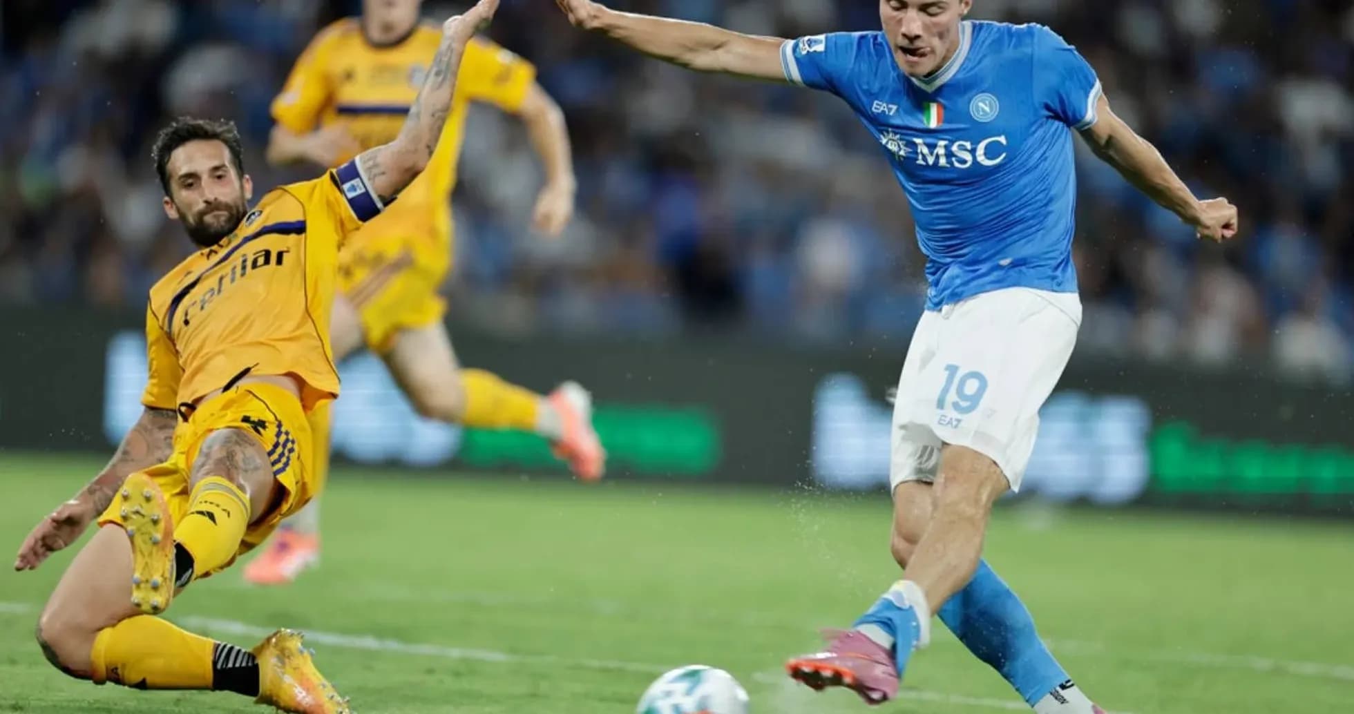 Player dribbling the ball during Serie A match Player dribbling the ball during Serie A match