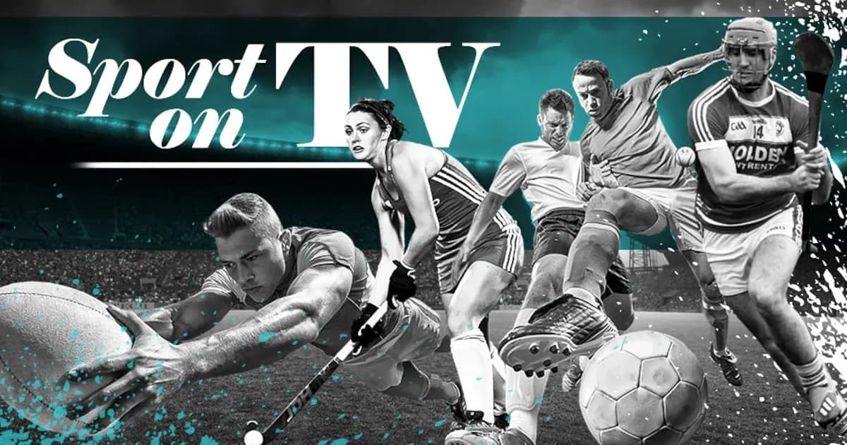 Collage of athletes in various sports on TV Collage of athletes in various sports on TV
