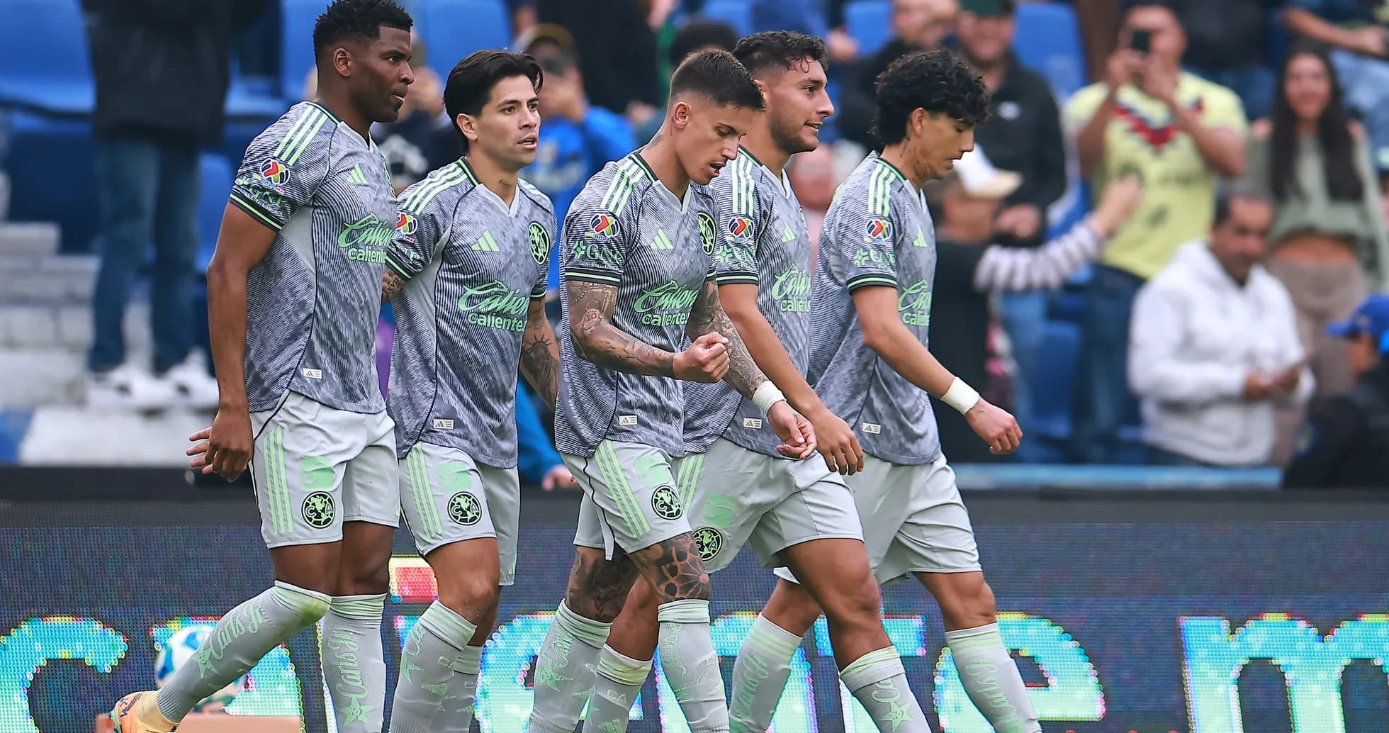 Club America players celebrating during match Club America players celebrating during match